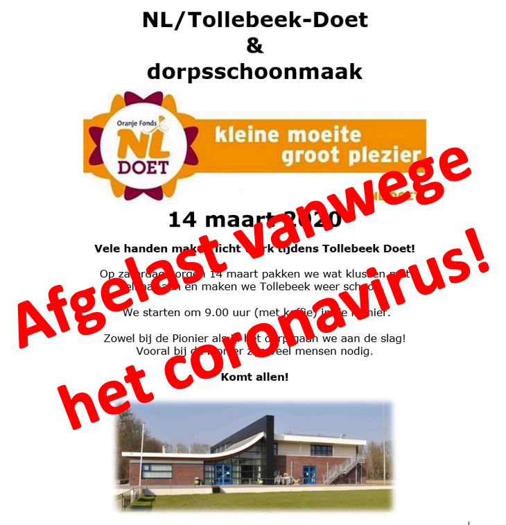 NL Doet AFGELAST vanwege het coronavirus
